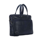 Luxury Laptop Bag - Cobbble Croco Classic Laptop Briefcase in Navy Blue