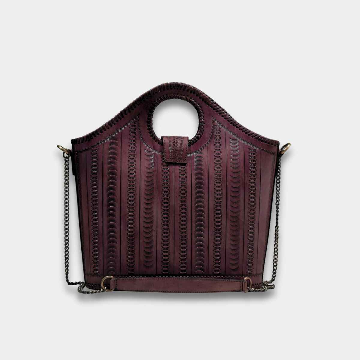 Cobbble Signature Tooled Tote - Plum