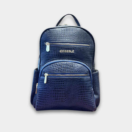 Cobbble Woman Croco Day Backpack - Navy Blue