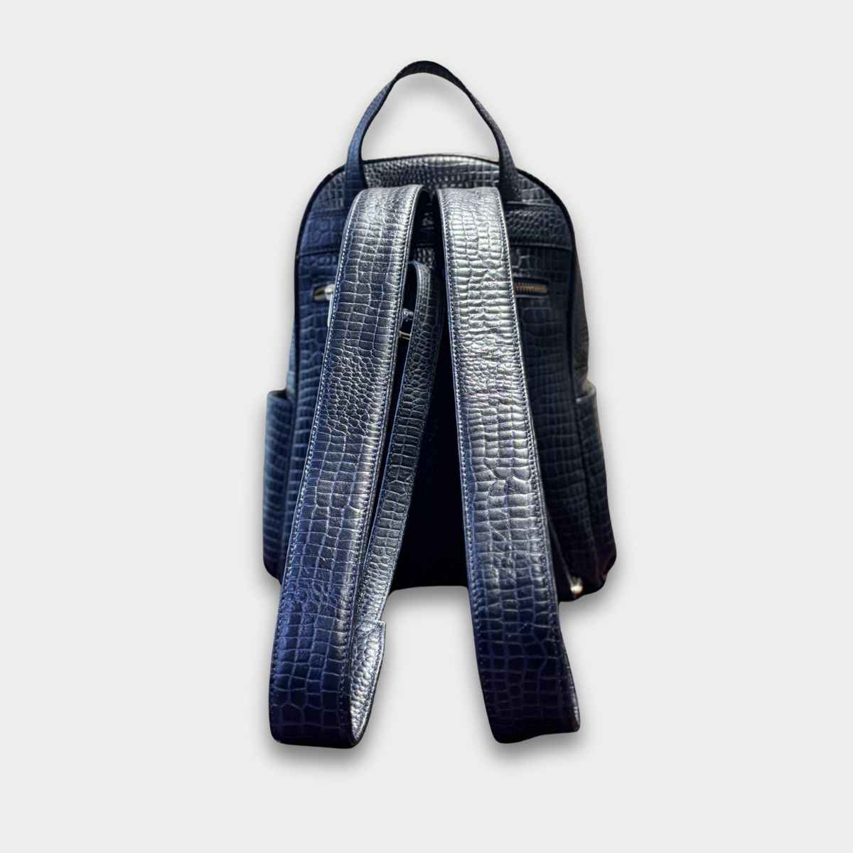 Cobbble Woman Croco Day Backpack - Navy Blue