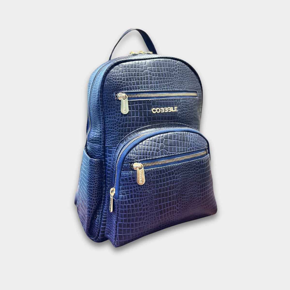 Cobbble Woman Croco Day Backpack - Navy Blue