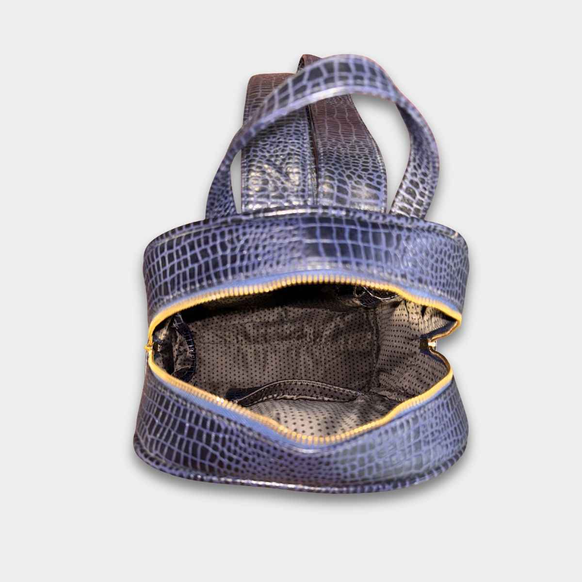 Cobbble Woman Croco Day Backpack - Navy Blue