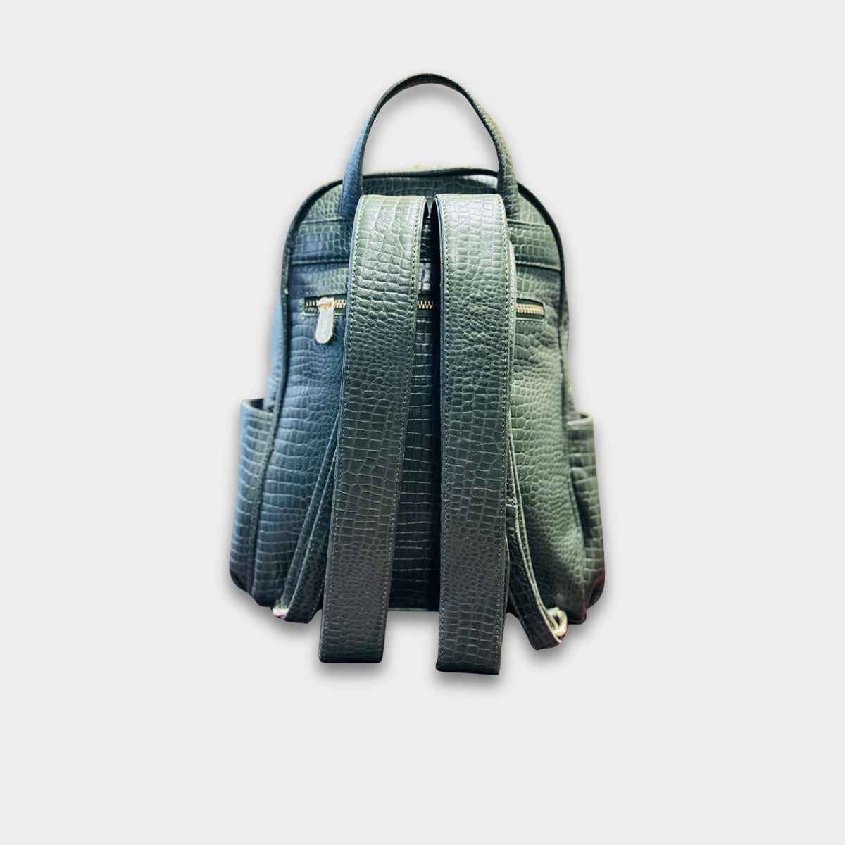 Cobbble Woman Croco Day Backpack - Olive Green