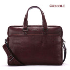 Cobbble Croco Classic Laptop Briefcase - Cherry Leather