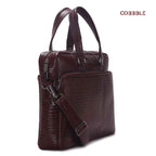Cobbble Croco Classic Laptop Briefcase - Cherry Leather