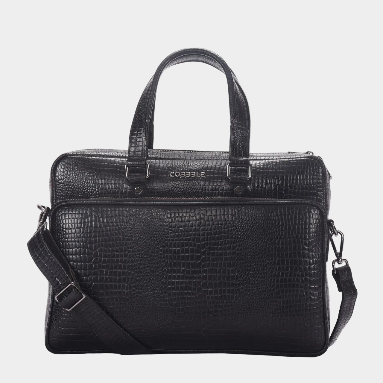 Cobbble Croco Classic Laptop Briefcase - Grey Colour