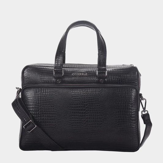 Cobbble Croco Classic Laptop Briefcase - Grey Colour