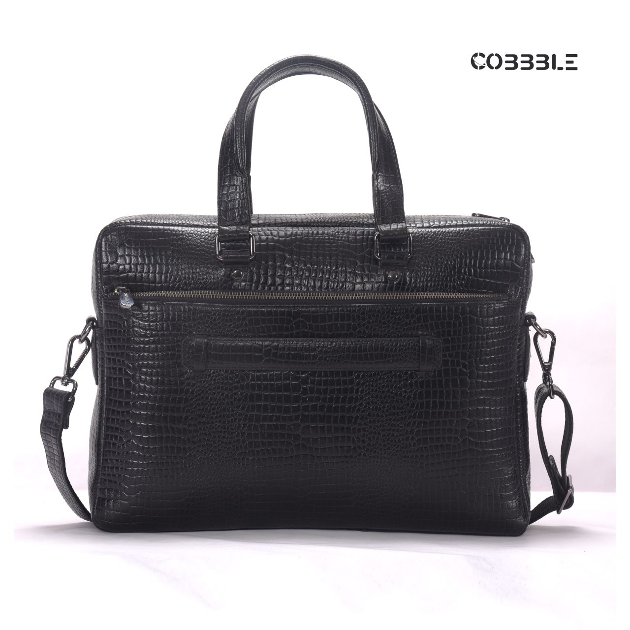 Cobbble Croco Classic Laptop Briefcase - Grey Colour