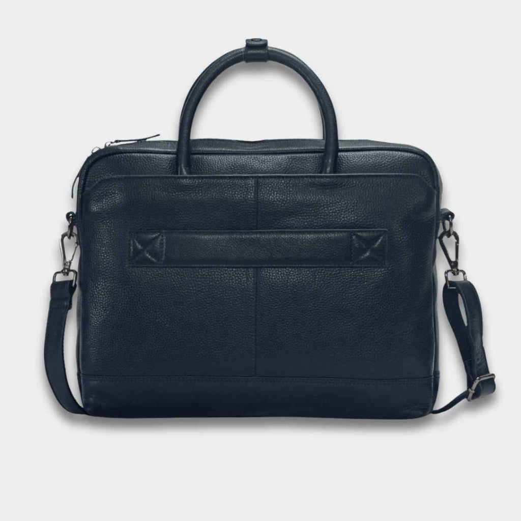 Cobbble Flat Grain Cambridge Laptop Briefcase - Blue