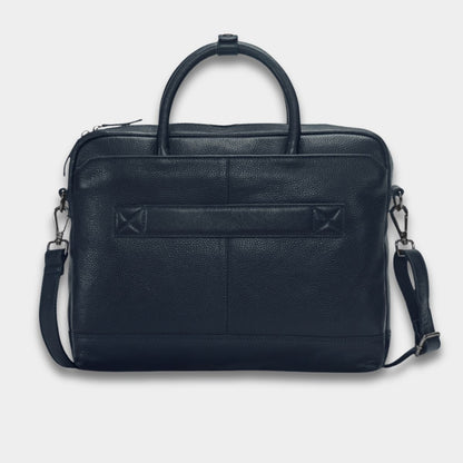 Cobbble Flat Grain Cambridge Laptop Briefcase - Blue