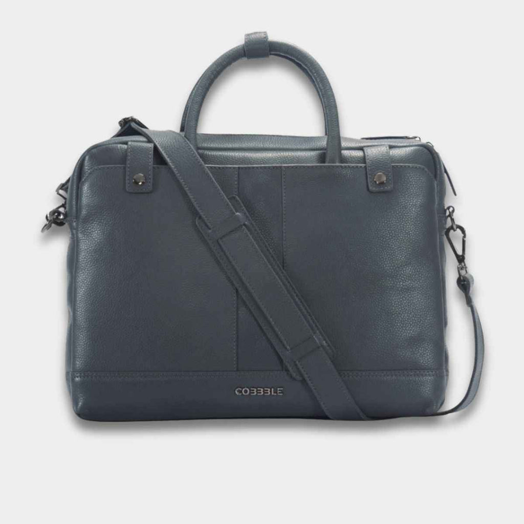 Luxury Laptop Bag - Cobbble Flat Grain Cambridge Laptop Briefcase - Grey