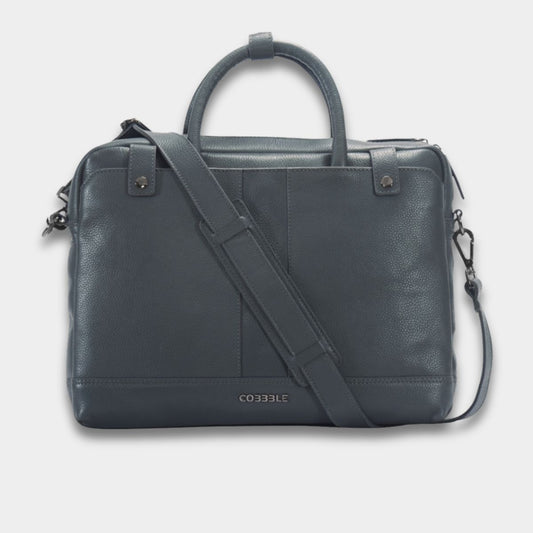 Cobbble Flat Grain Cambridge Laptop Briefcase - Grey