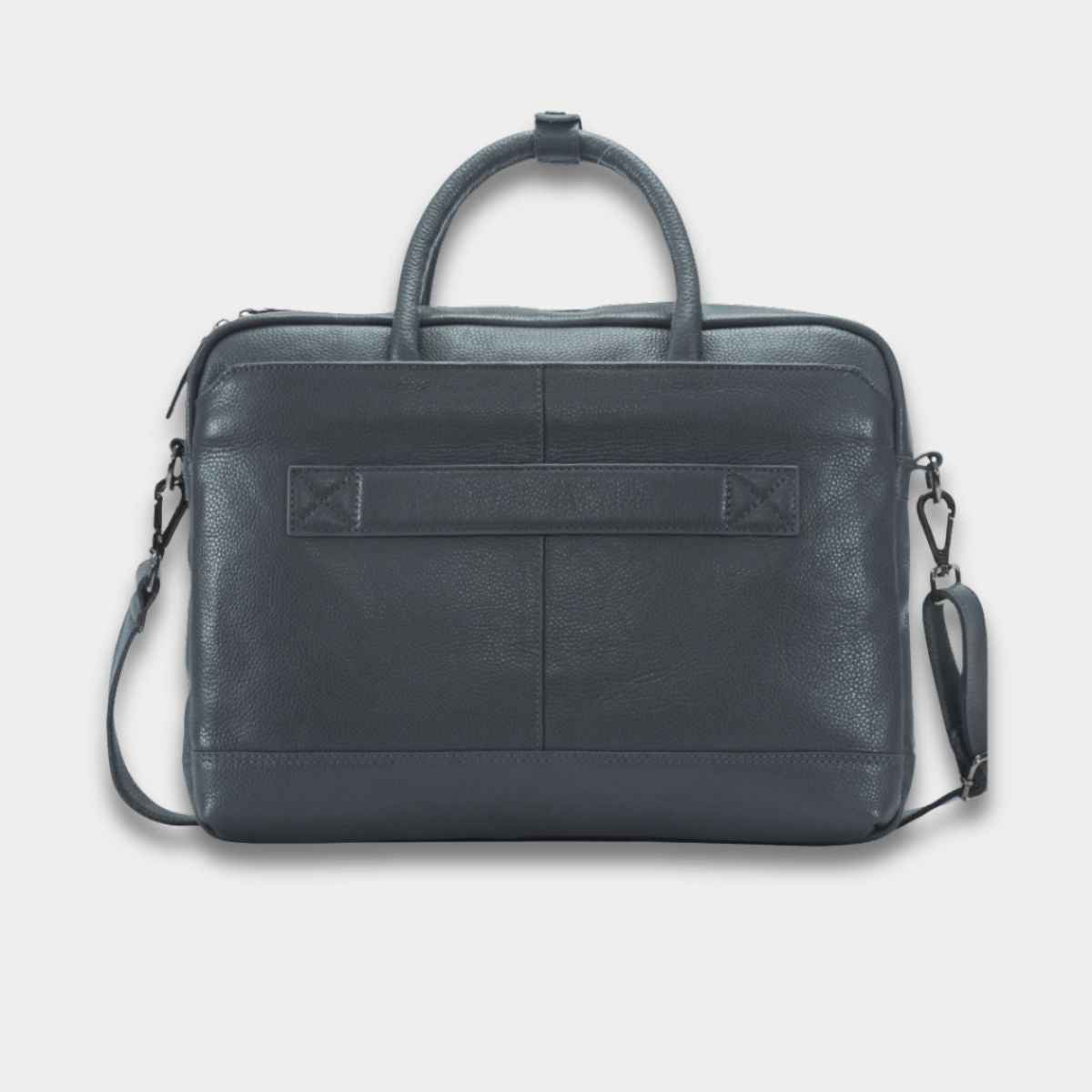 Luxury Laptop Bag - Cobbble Flat Grain Cambridge Laptop Briefcase - Grey
