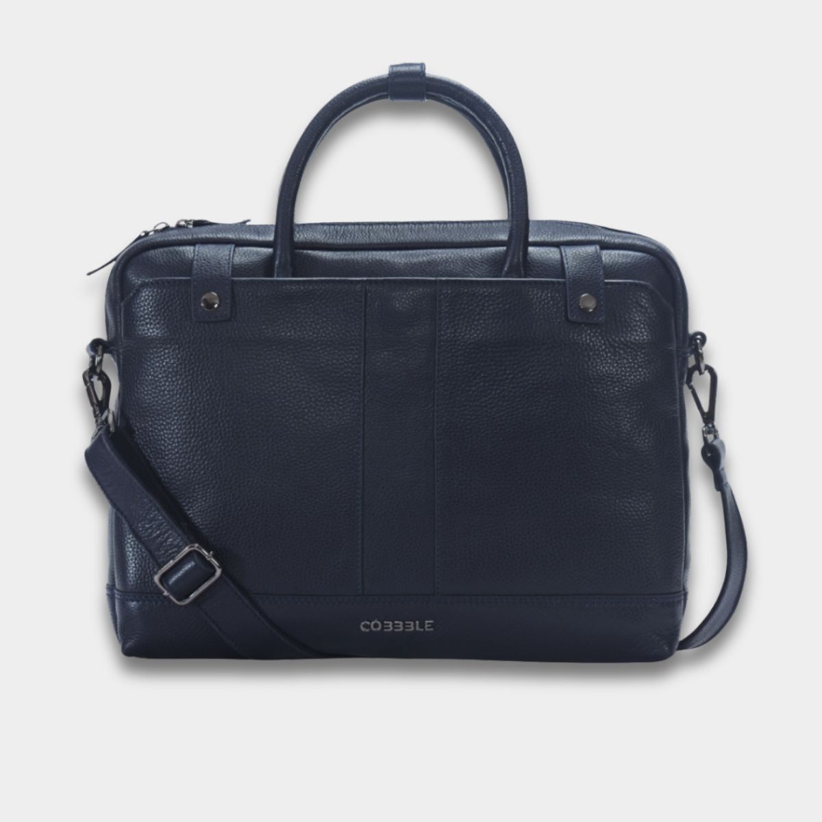 Cobbble Flat Grain Cambridge Laptop Briefcase - Blue
