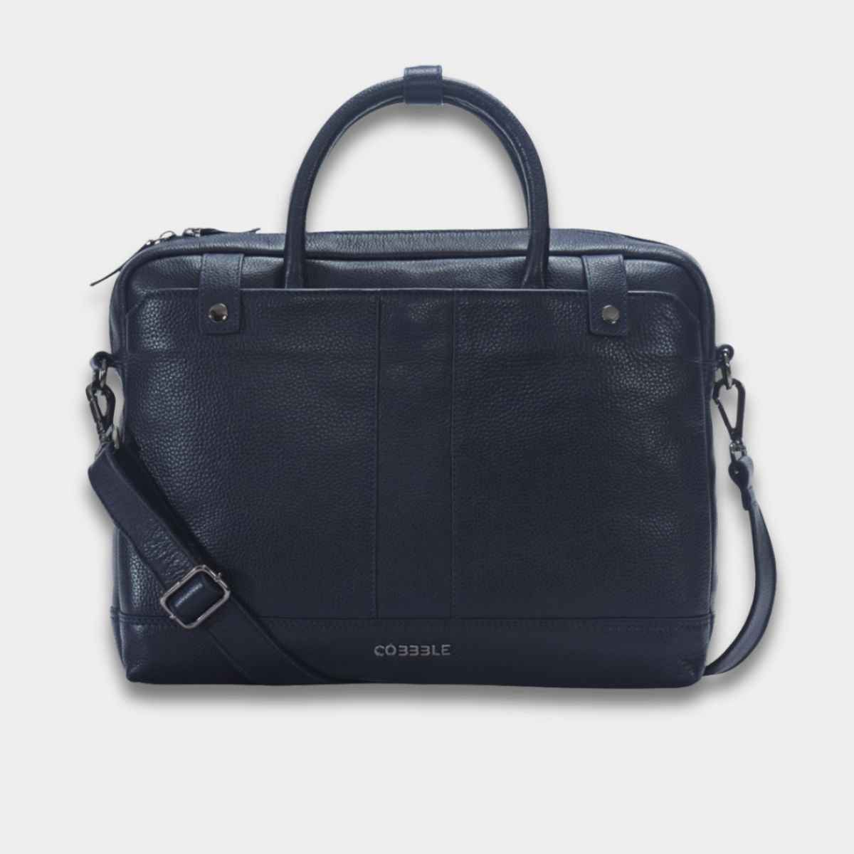 Cobbble Flat Grain Cambridge Laptop Briefcase - Blue