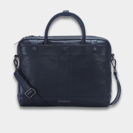 Cobbble Flat Grain Cambridge Laptop Briefcase - Blue