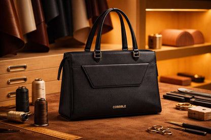 Cobbble Woman Shoulder Laptop Bag - Black, Multi-Pocket