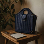 Cobbble Signature Tooled Tote - Blue