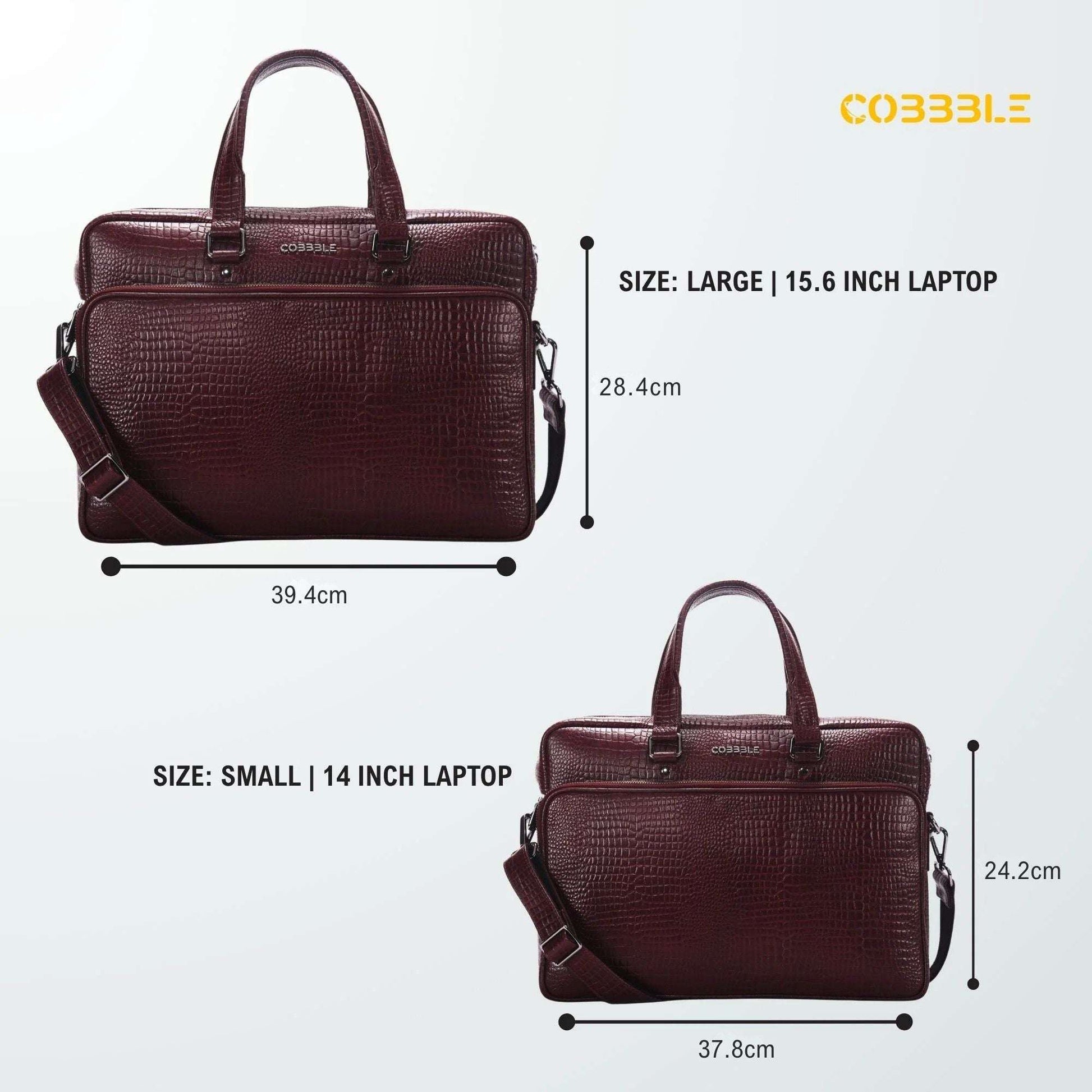 Cobbble Croco Classic Laptop Briefcase - Cherry