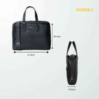 Cobbble Croco Executive Laptop Briefcase - Black Leather