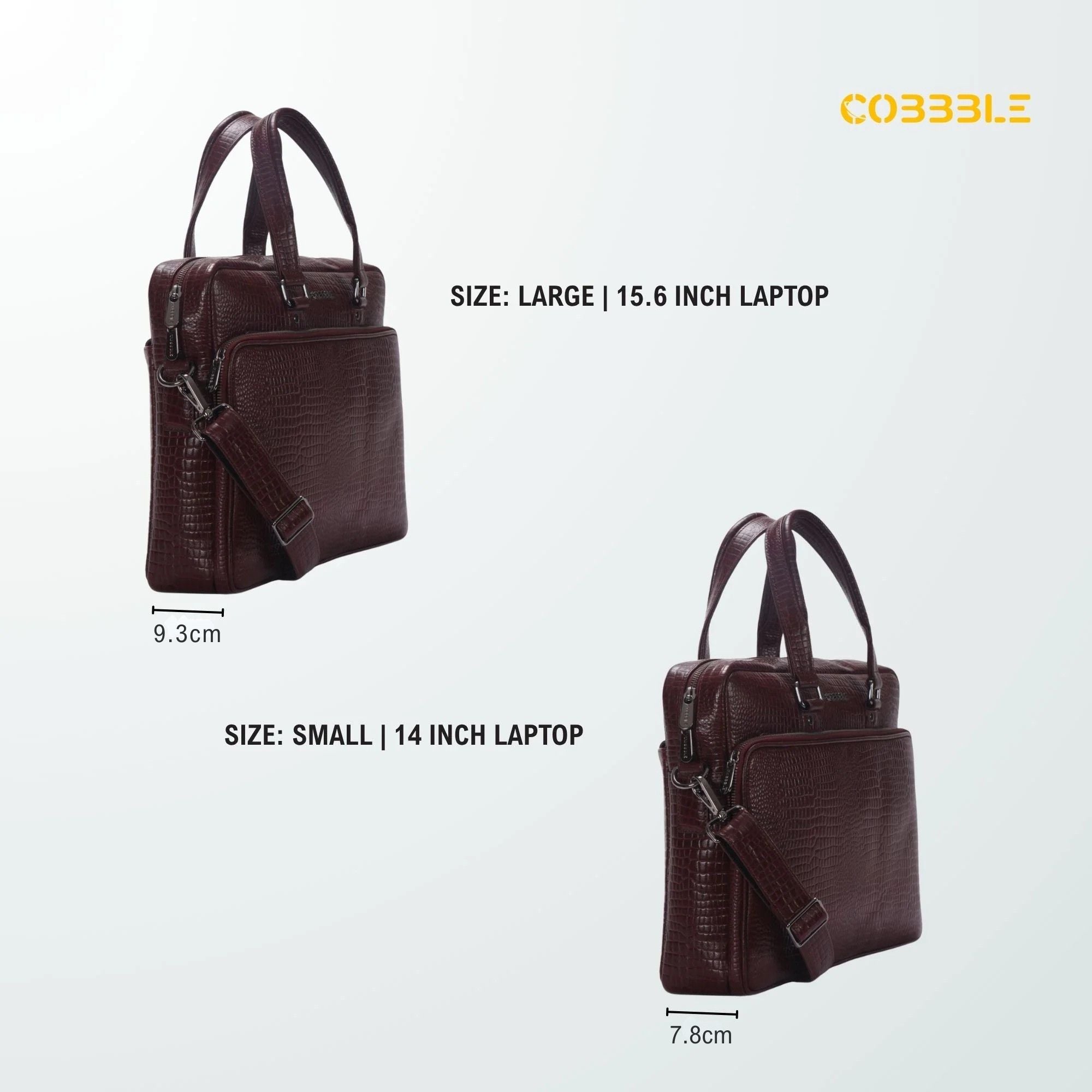 Cobbble Croco Classic Laptop Briefcase - Cherry