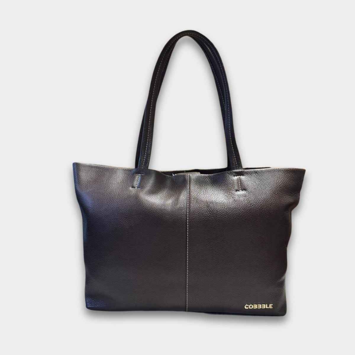 Leather Laptop Bags For Women - Cobbble Classic Tote Bag - Dark Brown