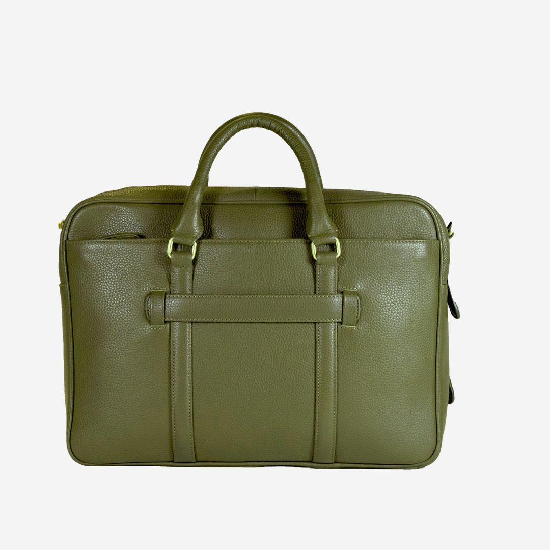 Cobbble Premium Olive Leather Laptop Bag – Sleek | Smart | Sophisticated