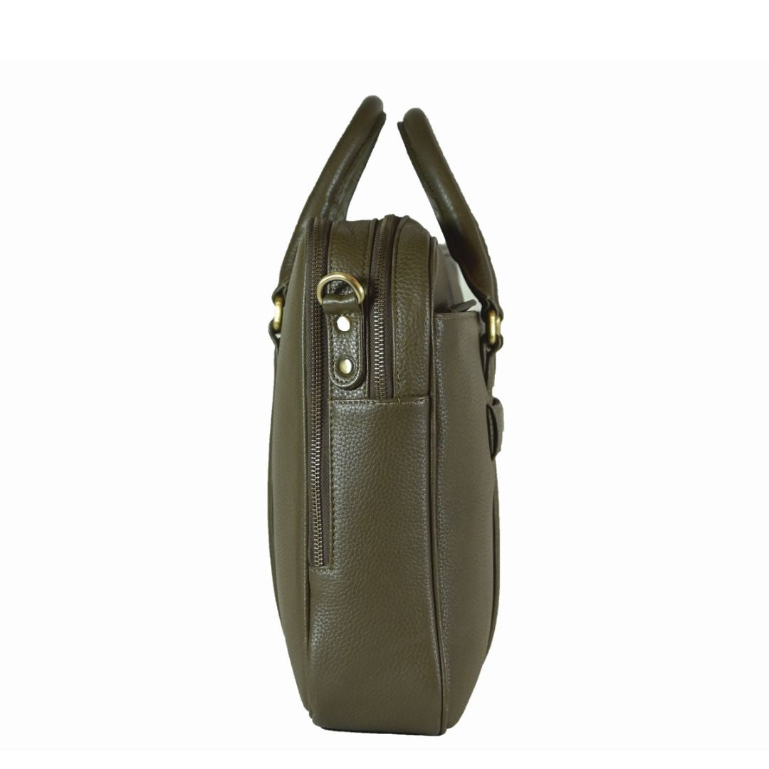 Cobbble Premium Olive Leather Laptop Bag – Sleek | Smart | Sophisticated