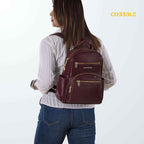 Luxury Backpack for Women - Cobbble Croco Day Backpack in Cherry