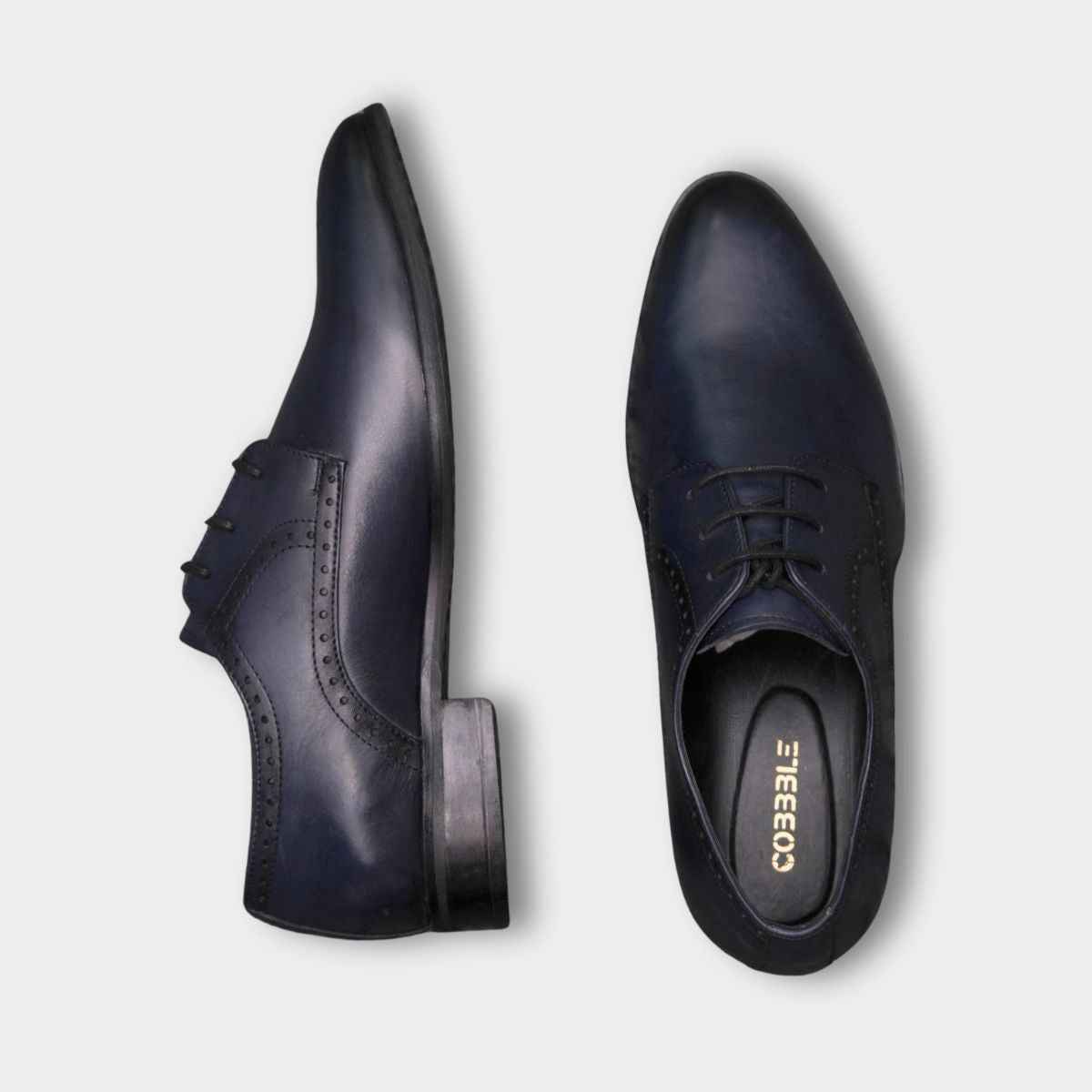 Cobble Men's Genuine Leather Classic Brogue Shoes - Midnight Slate