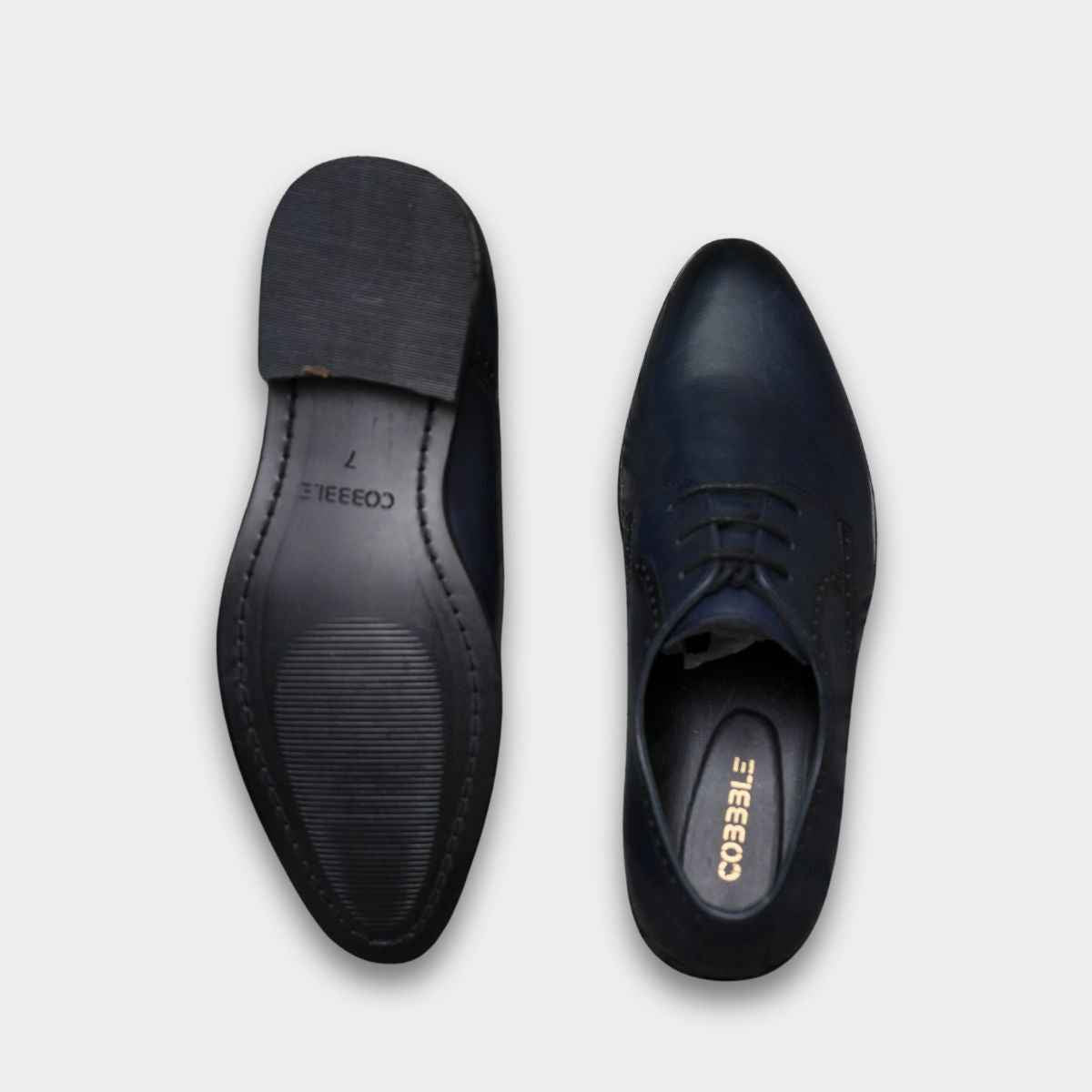 Cobble Men's Genuine Leather Classic Brogue Shoes - Midnight Slate