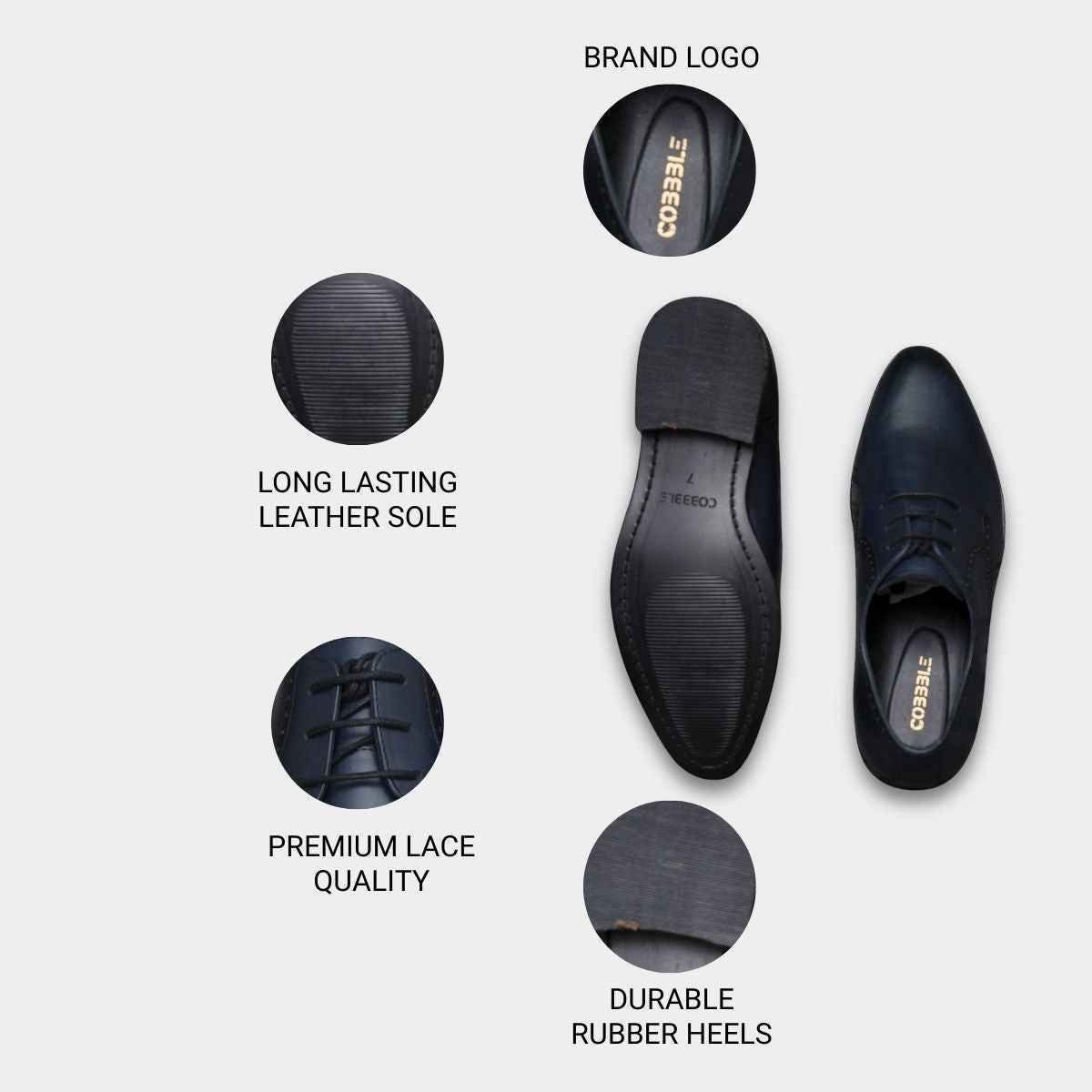 Cobble Men's Genuine Leather Classic Brogue Shoes - Midnight Slate