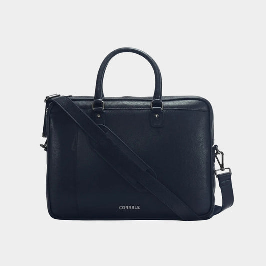 Cobbble Flat Grain Metro Laptop Briefcase - Navy Blue