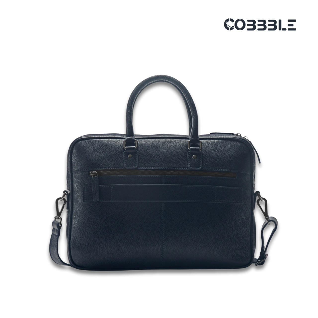 Cobbble Flat Grain Metro Laptop Briefcase - Navy Blue