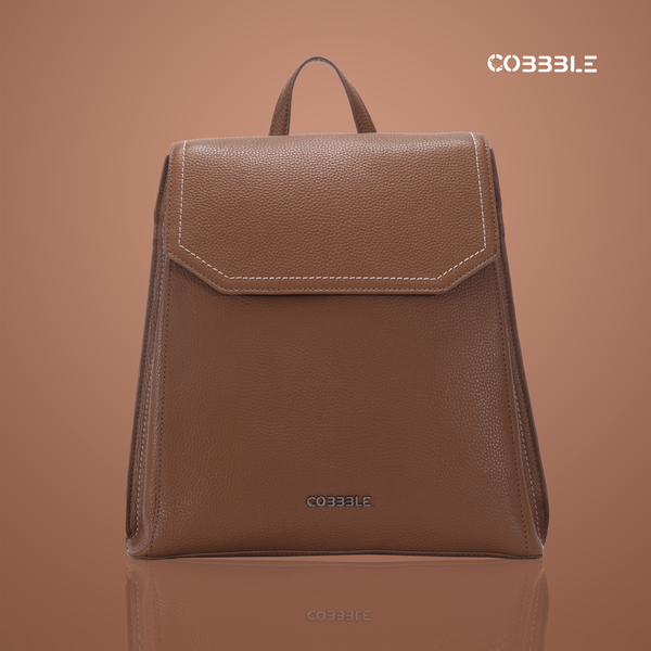 Cobbble Woman Mabel Flap Backpack – Mocha, Tab Sleeve